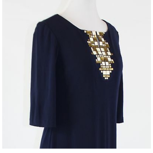 Anne Klein 3/4 sleeve Navy Blue stretch dress - Picture 3 of 7